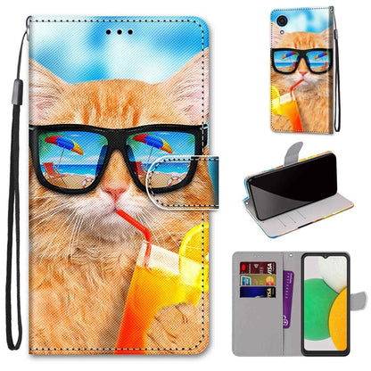 Coloured Drawing Cross Texture Horizontal Flip Leather Phone Case with Holder & Card Slots & Wallet & Lanyard, For Samsung Galaxy A03 Core