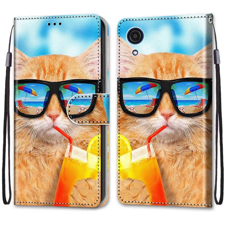 Coloured Drawing Cross Texture Horizontal Flip Leather Phone Case with Holder & Card Slots & Wallet & Lanyard, For Samsung Galaxy A03 Core