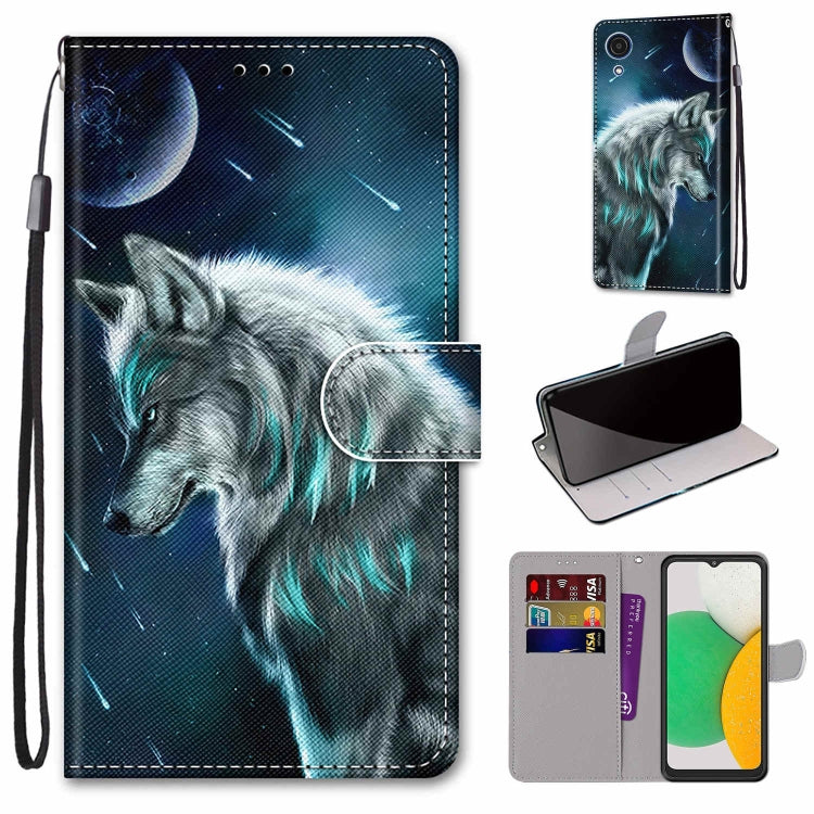 Coloured Drawing Cross Texture Horizontal Flip Leather Phone Case with Holder & Card Slots & Wallet & Lanyard, For Samsung Galaxy A03 Core