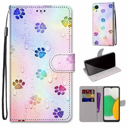 Coloured Drawing Cross Texture Horizontal Flip Leather Phone Case with Holder & Card Slots & Wallet & Lanyard, For Samsung Galaxy A03 Core