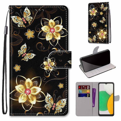 Coloured Drawing Cross Texture Horizontal Flip Leather Phone Case with Holder & Card Slots & Wallet & Lanyard, For Samsung Galaxy A03 Core