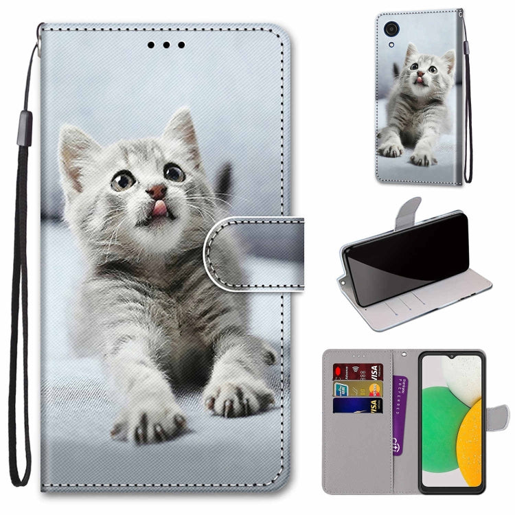 Coloured Drawing Cross Texture Horizontal Flip Leather Phone Case with Holder & Card Slots & Wallet & Lanyard, For Samsung Galaxy A03 Core