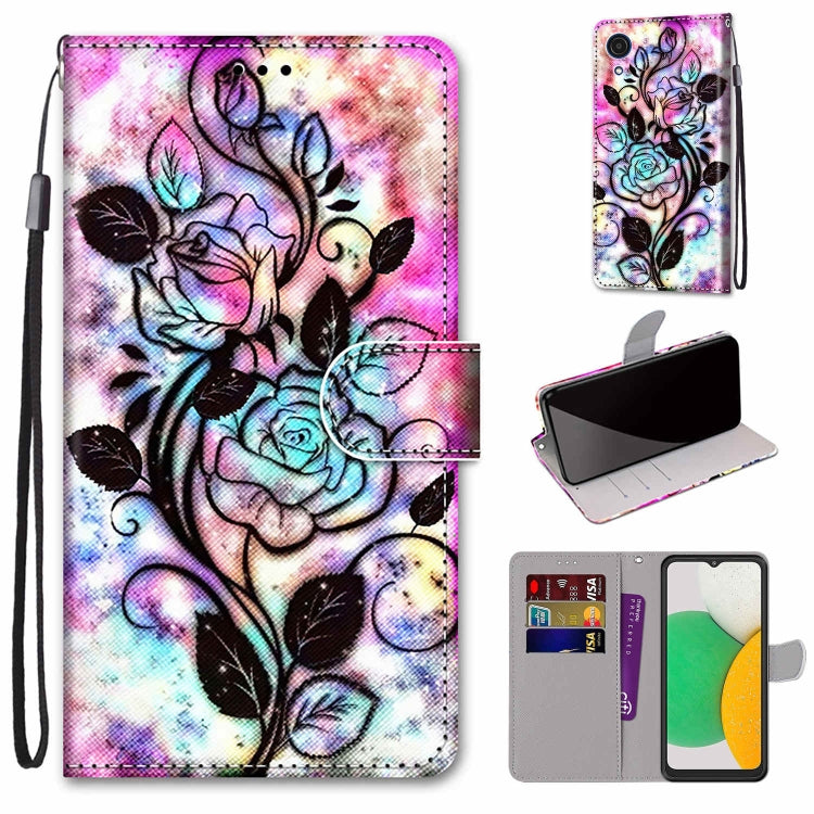 Coloured Drawing Cross Texture Horizontal Flip Leather Phone Case with Holder & Card Slots & Wallet & Lanyard, For Samsung Galaxy A03 Core