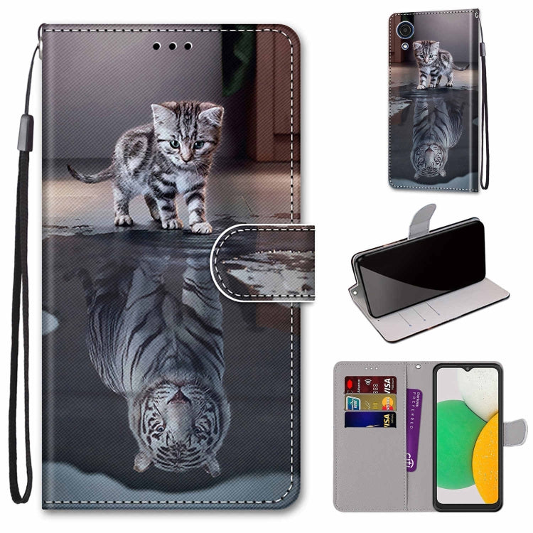 Coloured Drawing Cross Texture Horizontal Flip Leather Phone Case with Holder & Card Slots & Wallet & Lanyard, For Samsung Galaxy A03 Core
