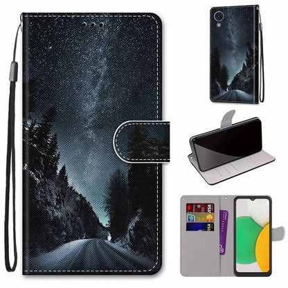 Coloured Drawing Cross Texture Horizontal Flip Leather Phone Case with Holder & Card Slots & Wallet & Lanyard, For Samsung Galaxy A03 Core