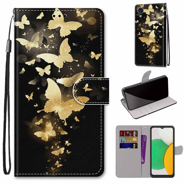 Coloured Drawing Cross Texture Horizontal Flip Leather Phone Case with Holder & Card Slots & Wallet & Lanyard, For Samsung Galaxy A03 Core