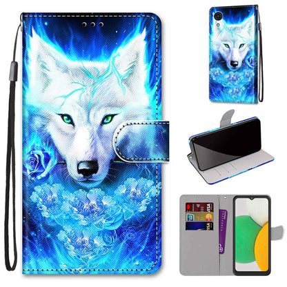 Coloured Drawing Cross Texture Horizontal Flip Leather Phone Case with Holder & Card Slots & Wallet & Lanyard, For Samsung Galaxy A03 Core