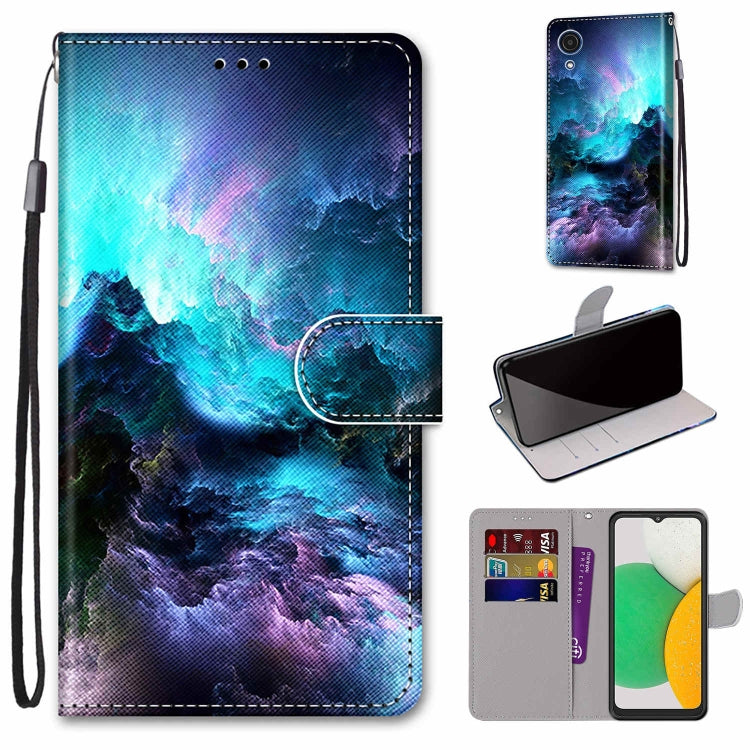 Coloured Drawing Cross Texture Horizontal Flip Leather Phone Case with Holder & Card Slots & Wallet & Lanyard, For Samsung Galaxy A03 Core