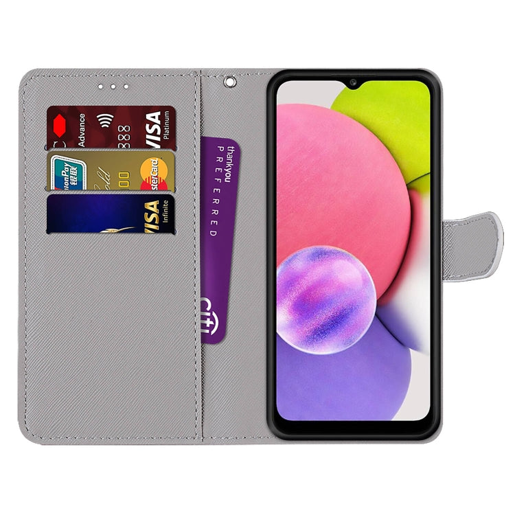 Coloured Drawing Cross Texture Horizontal Flip Leather Phone Case with Holder & Card Slots & Wallet & Lanyard, For Samsung Galaxy A03s 166mm Version