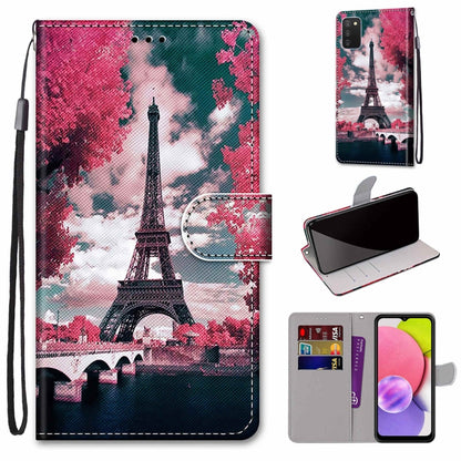 Coloured Drawing Cross Texture Horizontal Flip Leather Phone Case with Holder & Card Slots & Wallet & Lanyard, For Samsung Galaxy A03s 166mm Version