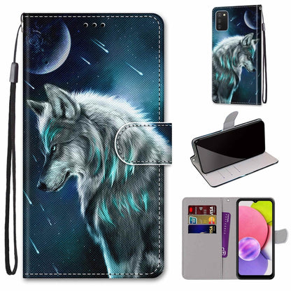 Coloured Drawing Cross Texture Horizontal Flip Leather Phone Case with Holder & Card Slots & Wallet & Lanyard, For Samsung Galaxy A03s 166mm Version