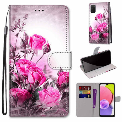 Coloured Drawing Cross Texture Horizontal Flip Leather Phone Case with Holder & Card Slots & Wallet & Lanyard, For Samsung Galaxy A03s 166mm Version
