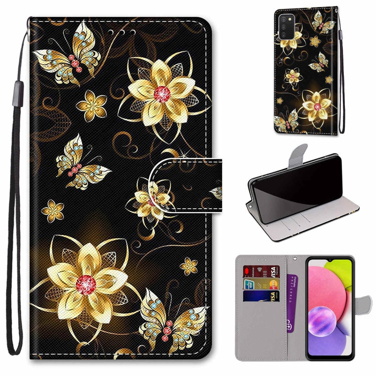 Coloured Drawing Cross Texture Horizontal Flip Leather Phone Case with Holder & Card Slots & Wallet & Lanyard, For Samsung Galaxy A03s 166mm Version