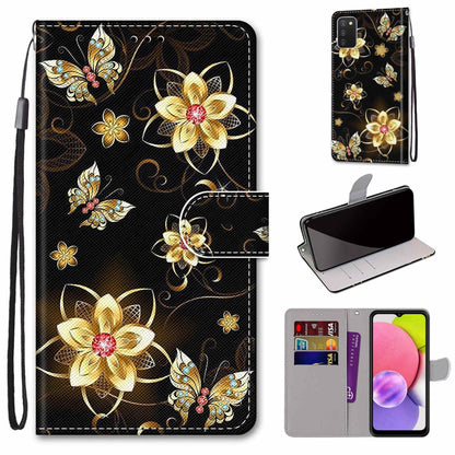 Coloured Drawing Cross Texture Horizontal Flip Leather Phone Case with Holder & Card Slots & Wallet & Lanyard, For Samsung Galaxy A03s 166mm Version