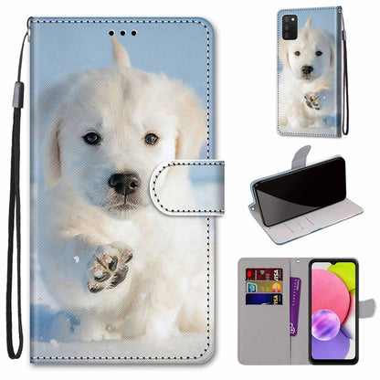 Coloured Drawing Cross Texture Horizontal Flip Leather Phone Case with Holder & Card Slots & Wallet & Lanyard, For Samsung Galaxy A03s 166mm Version