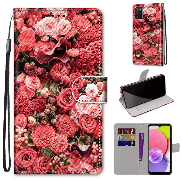Coloured Drawing Cross Texture Horizontal Flip Leather Phone Case with Holder & Card Slots & Wallet & Lanyard, For Samsung Galaxy A03s 166mm Version