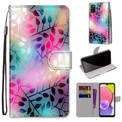 Coloured Drawing Cross Texture Horizontal Flip Leather Phone Case with Holder & Card Slots & Wallet & Lanyard, For Samsung Galaxy A03s 166mm Version