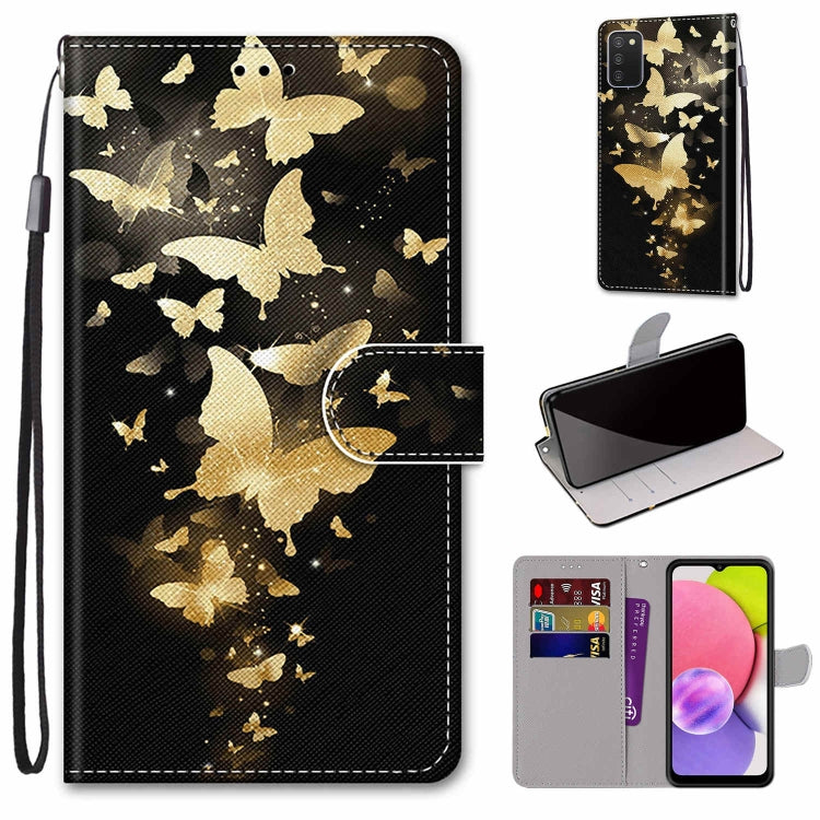Coloured Drawing Cross Texture Horizontal Flip Leather Phone Case with Holder & Card Slots & Wallet & Lanyard, For Samsung Galaxy A03s 166mm Version
