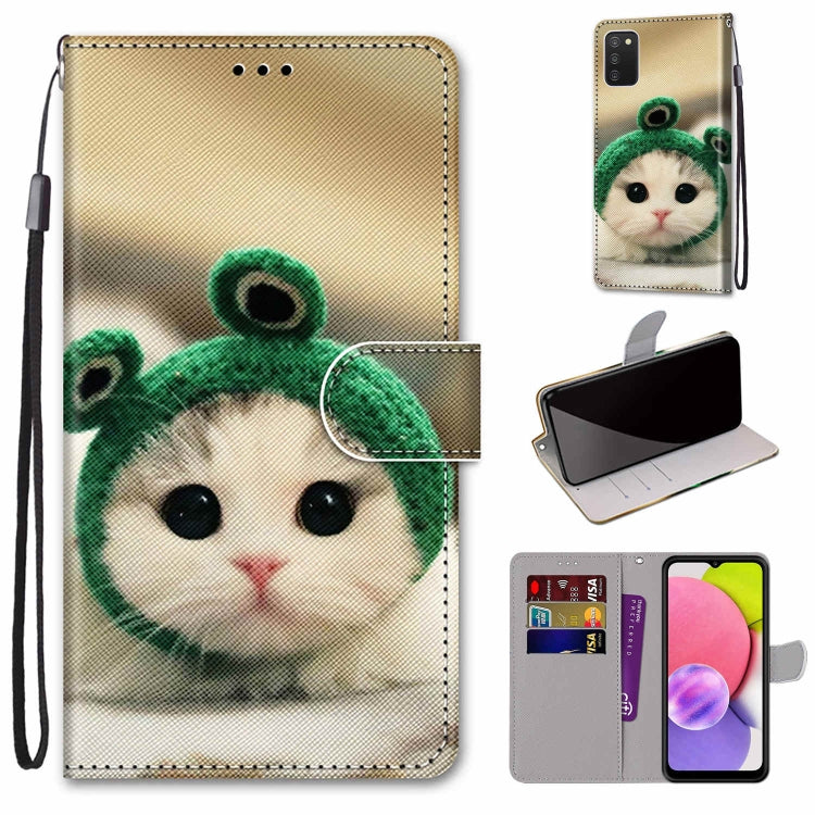 Coloured Drawing Cross Texture Horizontal Flip Leather Phone Case with Holder & Card Slots & Wallet & Lanyard, For Samsung Galaxy A03s 166mm Version