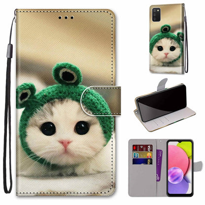 Coloured Drawing Cross Texture Horizontal Flip Leather Phone Case with Holder & Card Slots & Wallet & Lanyard, For Samsung Galaxy A03s 166mm Version