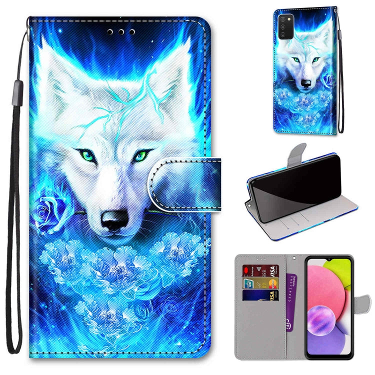 Coloured Drawing Cross Texture Horizontal Flip Leather Phone Case with Holder & Card Slots & Wallet & Lanyard, For Samsung Galaxy A03s 166mm Version