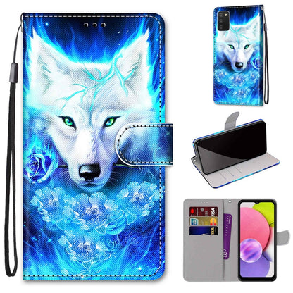 Coloured Drawing Cross Texture Horizontal Flip Leather Phone Case with Holder & Card Slots & Wallet & Lanyard, For Samsung Galaxy A03s 166mm Version