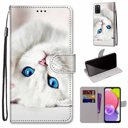 Coloured Drawing Cross Texture Horizontal Flip Leather Phone Case with Holder & Card Slots & Wallet & Lanyard, For Samsung Galaxy A03s 166mm Version