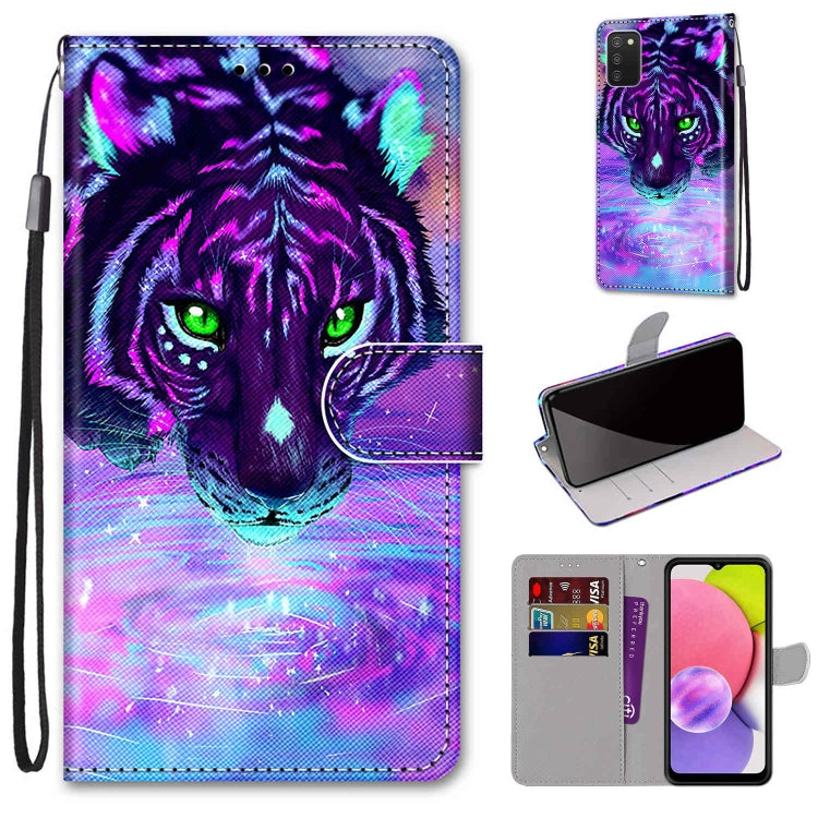 Coloured Drawing Cross Texture Horizontal Flip Leather Phone Case with Holder & Card Slots & Wallet & Lanyard, For Samsung Galaxy A03s 166mm Version