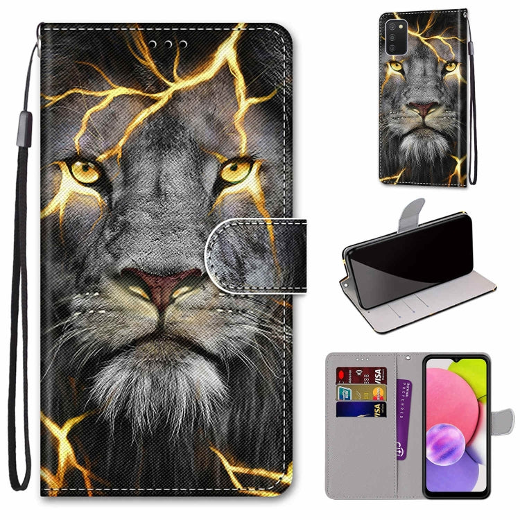 Coloured Drawing Cross Texture Horizontal Flip Leather Phone Case with Holder & Card Slots & Wallet & Lanyard, For Samsung Galaxy A03s 166mm Version