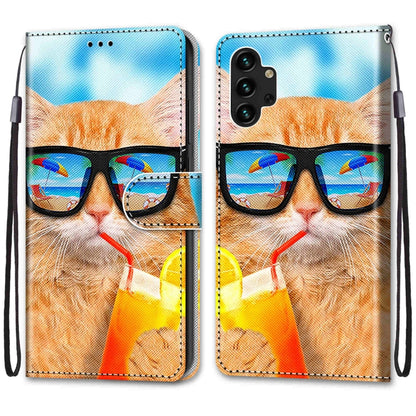 Coloured Drawing Cross Texture Horizontal Flip Leather Phone Case with Holder & Card Slots & Wallet & Lanyard, For Samsung Galaxy A13 4G