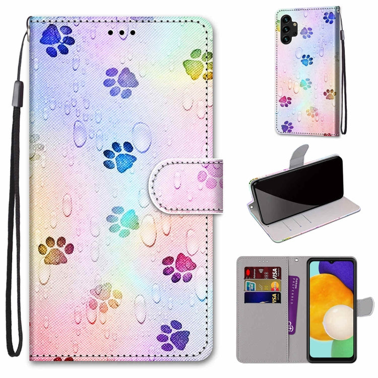 Coloured Drawing Cross Texture Horizontal Flip Leather Phone Case with Holder & Card Slots & Wallet & Lanyard, For Samsung Galaxy A13 4G