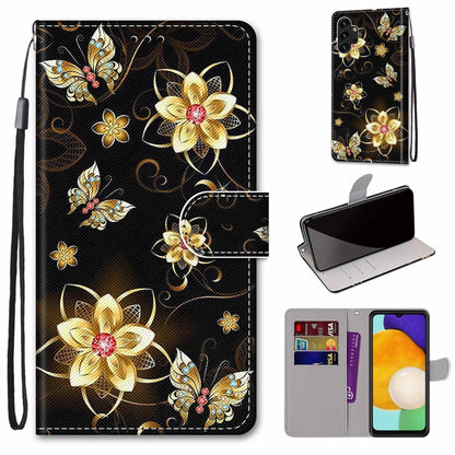 Coloured Drawing Cross Texture Horizontal Flip Leather Phone Case with Holder & Card Slots & Wallet & Lanyard, For Samsung Galaxy A13 4G