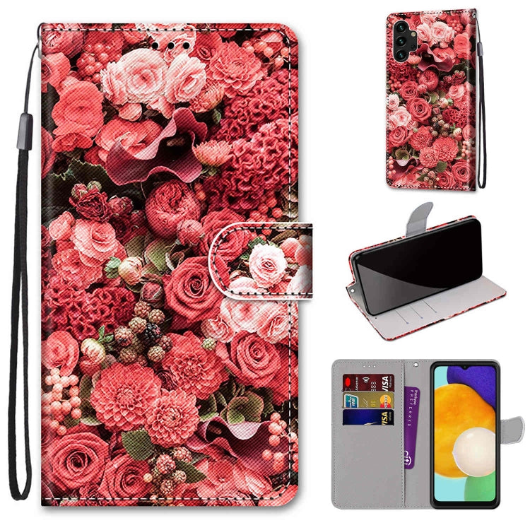 Coloured Drawing Cross Texture Horizontal Flip Leather Phone Case with Holder & Card Slots & Wallet & Lanyard, For Samsung Galaxy A13 4G