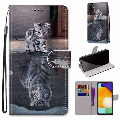 Coloured Drawing Cross Texture Horizontal Flip Leather Phone Case with Holder & Card Slots & Wallet & Lanyard, For Samsung Galaxy A13 4G