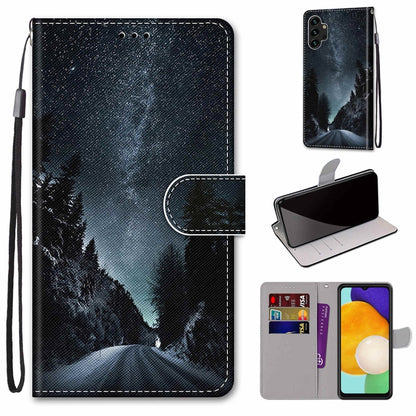 Coloured Drawing Cross Texture Horizontal Flip Leather Phone Case with Holder & Card Slots & Wallet & Lanyard, For Samsung Galaxy A13 4G