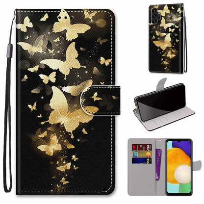 Coloured Drawing Cross Texture Horizontal Flip Leather Phone Case with Holder & Card Slots & Wallet & Lanyard, For Samsung Galaxy A13 4G