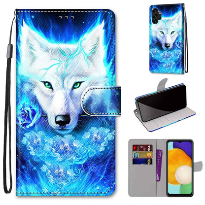 Coloured Drawing Cross Texture Horizontal Flip Leather Phone Case with Holder & Card Slots & Wallet & Lanyard, For Samsung Galaxy A13 4G