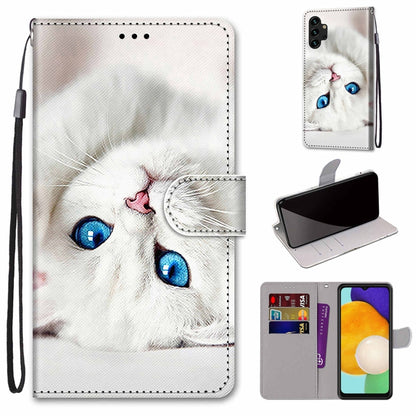 Coloured Drawing Cross Texture Horizontal Flip Leather Phone Case with Holder & Card Slots & Wallet & Lanyard, For Samsung Galaxy A13 4G