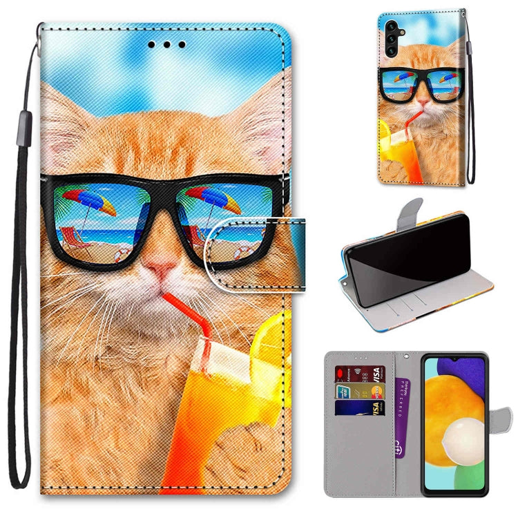 Coloured Drawing Cross Texture Horizontal Flip Leather Phone Case with Holder & Card Slots & Wallet & Lanyard, For Samsung Galaxy A13 5G