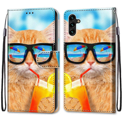 Coloured Drawing Cross Texture Horizontal Flip Leather Phone Case with Holder & Card Slots & Wallet & Lanyard, For Samsung Galaxy A13 5G