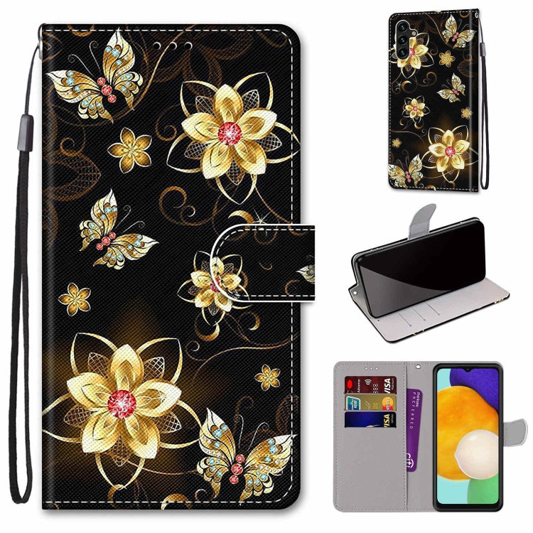 Coloured Drawing Cross Texture Horizontal Flip Leather Phone Case with Holder & Card Slots & Wallet & Lanyard, For Samsung Galaxy A13 5G