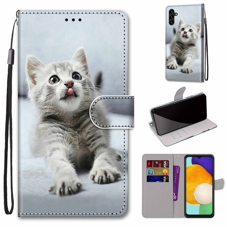 Coloured Drawing Cross Texture Horizontal Flip Leather Phone Case with Holder & Card Slots & Wallet & Lanyard, For Samsung Galaxy A13 5G