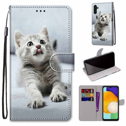 Coloured Drawing Cross Texture Horizontal Flip Leather Phone Case with Holder & Card Slots & Wallet & Lanyard, For Samsung Galaxy A13 5G