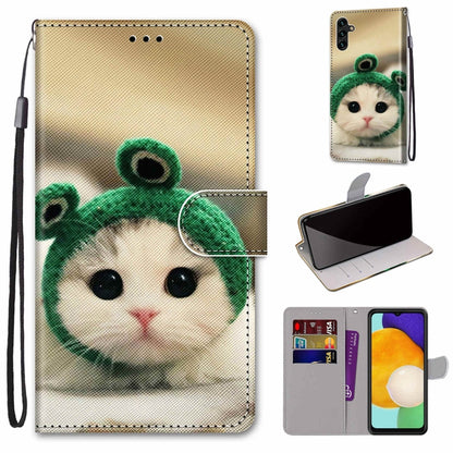 Coloured Drawing Cross Texture Horizontal Flip Leather Phone Case with Holder & Card Slots & Wallet & Lanyard, For Samsung Galaxy A13 5G