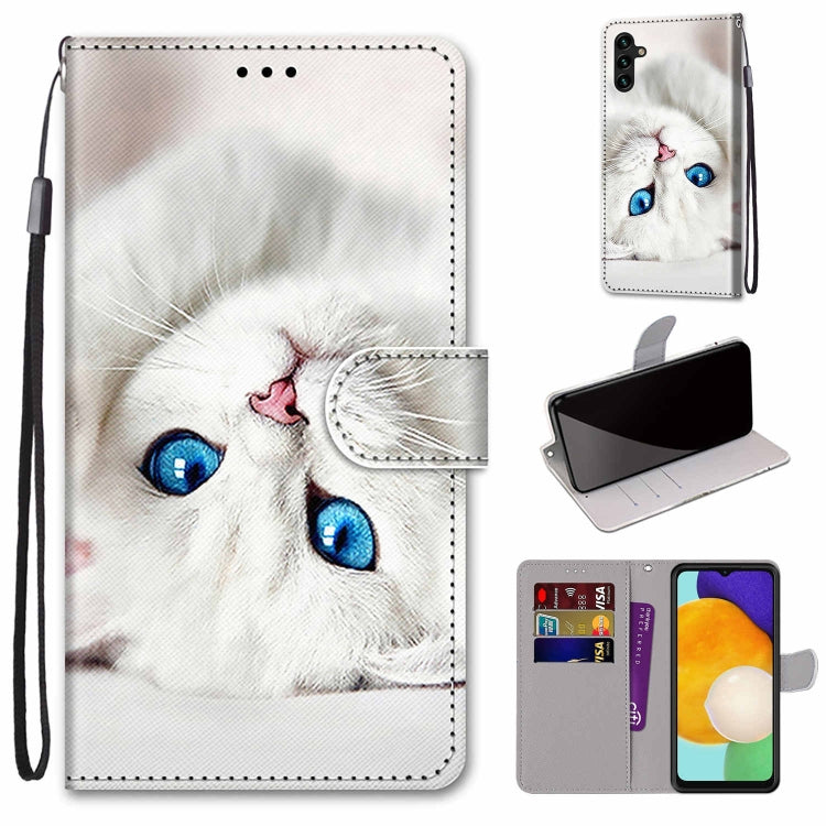 Coloured Drawing Cross Texture Horizontal Flip Leather Phone Case with Holder & Card Slots & Wallet & Lanyard, For Samsung Galaxy A13 5G