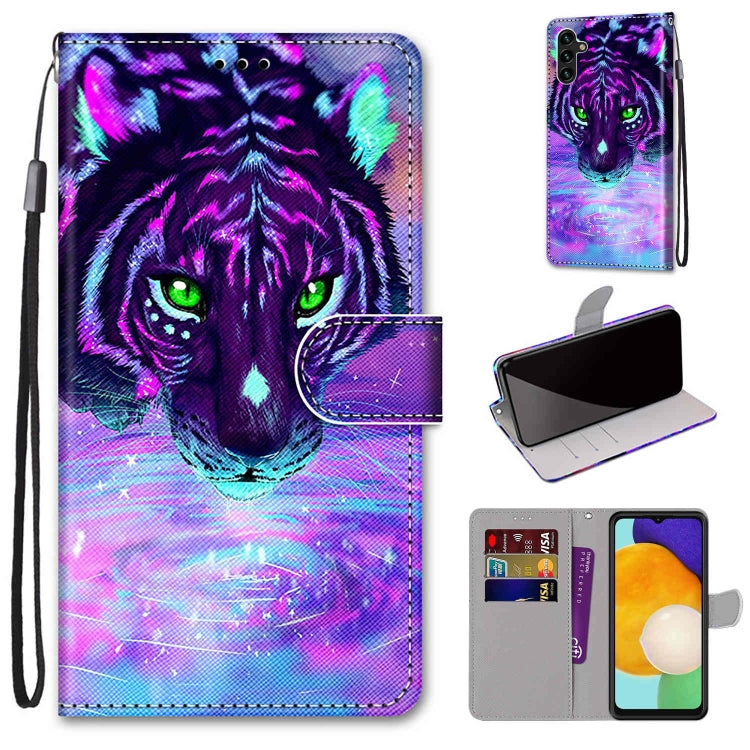 Coloured Drawing Cross Texture Horizontal Flip Leather Phone Case with Holder & Card Slots & Wallet & Lanyard, For Samsung Galaxy A13 5G