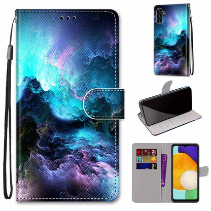 Coloured Drawing Cross Texture Horizontal Flip Leather Phone Case with Holder & Card Slots & Wallet & Lanyard, For Samsung Galaxy A13 5G