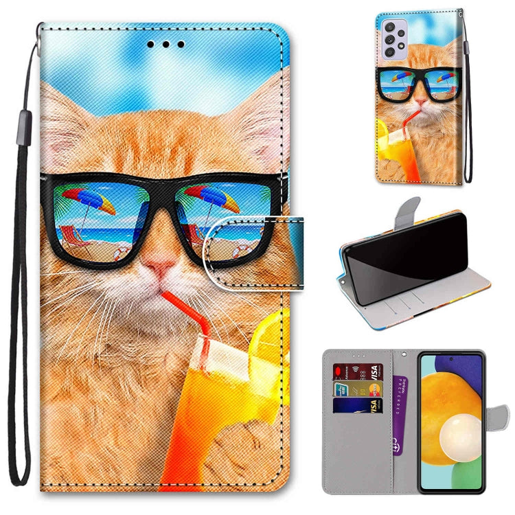 Coloured Drawing Cross Texture Horizontal Flip Leather Phone Case with Holder & Card Slots & Wallet & Lanyard, For Samsung Galaxy A33 5G