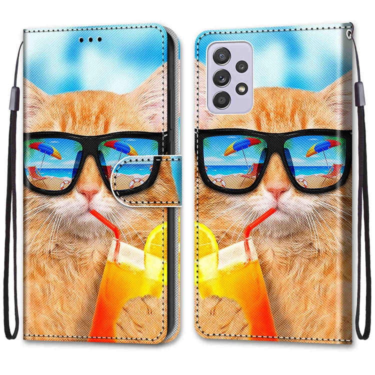 Coloured Drawing Cross Texture Horizontal Flip Leather Phone Case with Holder & Card Slots & Wallet & Lanyard, For Samsung Galaxy A33 5G