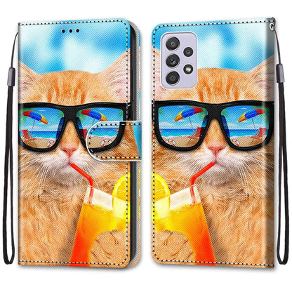 Coloured Drawing Cross Texture Horizontal Flip Leather Phone Case with Holder & Card Slots & Wallet & Lanyard, For Samsung Galaxy A33 5G